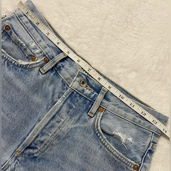 AGOLDE Parker Long High Waist Cutoff Denim Shorts Swapmeet